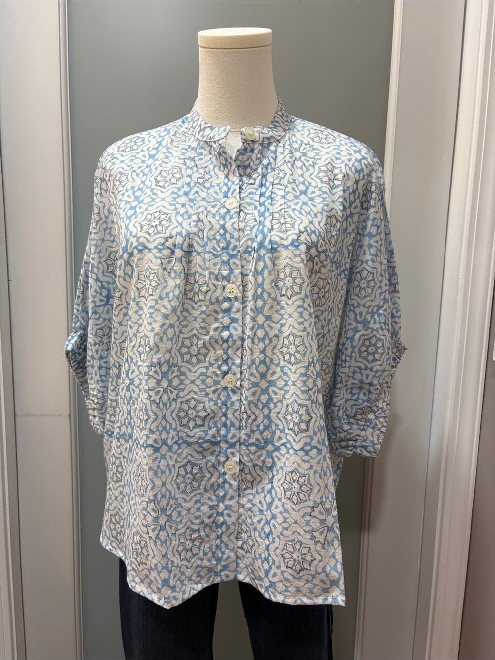 Emerson Fry Light Blue Printed Button-Down Shirt